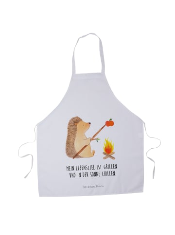 Mr. & Mrs. Panda Schürze Igel Grillen mit Spruch in Weiß