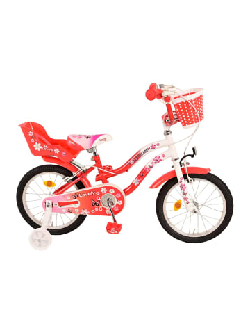 Volare Kinderfahrrad Lovely Fahrrad für Mädchen 16 Zoll Kinderrad in Rot Weiß 4 Jahre