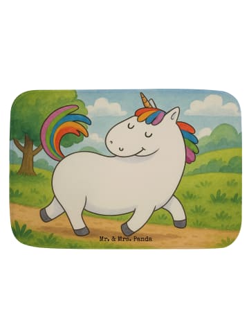 Mr. & Mrs. Panda Badematte Einhorn Stolzieren Design ohne Spruch in Weiß