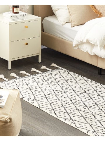 Beliani Kurzflor AGADIR in Weiß/Schwarz - (W) 80 x (H) 2 x (L) 150 cm