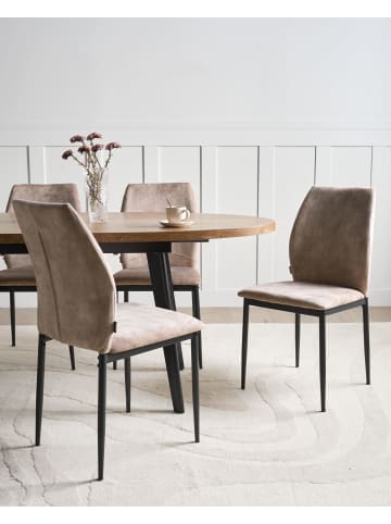 Beliani 4er-Set Esszimmerstuhl ROCHEPORT in Beige/Schwarz