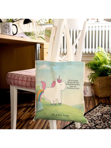 Mr. & Mrs. Panda Einkaufstasche Einhorn Pupsen Design mit Spruch in Weiß
