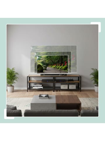 relaxdays TV-Lowboard in Braun/ Schwarz - (B)180 x (H)52 x (T)39 cm