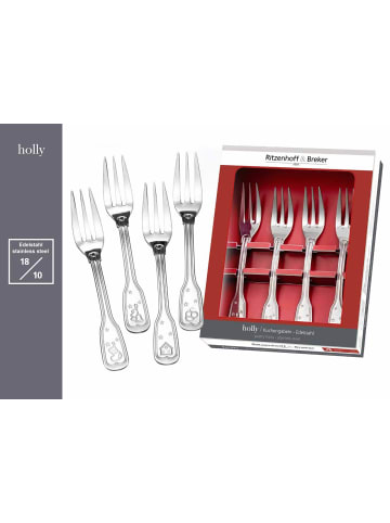 Ritzenhoff & Breker 4er Set Kuchengabel-Set Holly 14,2 cm in silber