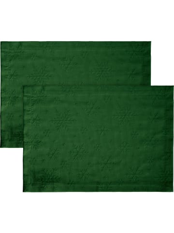 REDBEST Jacquard Tischset 2er-Pack Snowflake in dunkelgrün