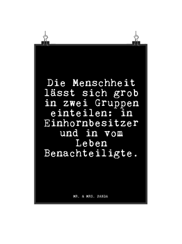 Mr. & Mrs. Panda Poster Die Menschheit lässt sich... mit Spruch in Schwarz