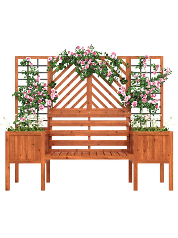 ABRIHOME Pflanzkübel in Braun Tanne mit Spalier Sitz und Rankhilfe