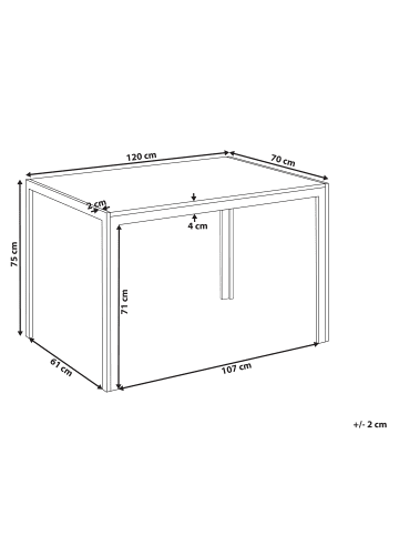 Beliani Esszimmertisch MANN in Braun/Schwarz - (W) 70 x (H) 75 x (L) 120 cm