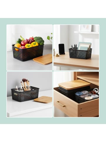 relaxdays 3 x Aufbewahrungsbox in Schwarz/ Natur – (B)25,5 x (H)10,5 x (T)18 cm
