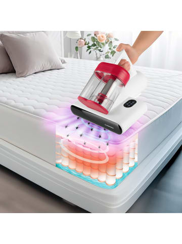 Clean Maxx Milben-Handstaubsauger 400W weiß/rot  Weiß