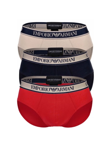 Emporio Armani Slip 3er Pack in Marine/Rot/Nude