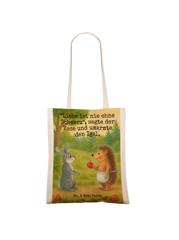 Mr. & Mrs. Panda Tote Bag Hase Igel Design mit Spruch in Weiß