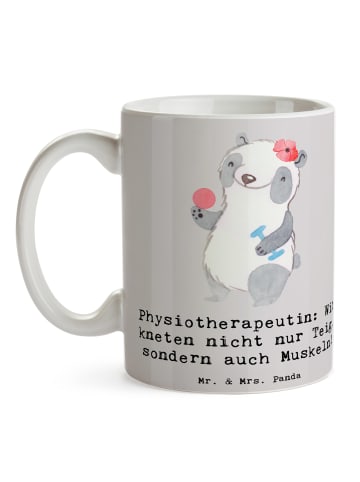 Mr. & Mrs. Panda Becher Physiotherapeutin Humor mit Spruch in Grau Pastell