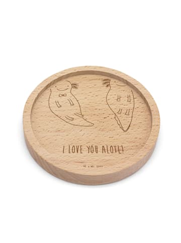 Mr. & Mrs. Panda Holz Untersetzer Axolotl Liebe mit Spruch in Transparent