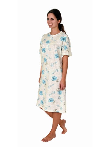 NORMANN Kurzarm Nachthemd Knopfleiste am Hals - 80120 in türkis