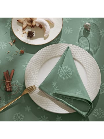 Erwin Müller Jacquard, Baumwollmischung Serviette 4er-Pack Marbella in salbei