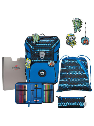 DerDieDas ErgoFlex Easy Exklusiv Superflash - Schulranzen Set 5 tlg. 950g (Coral Reef) in Blue Robot