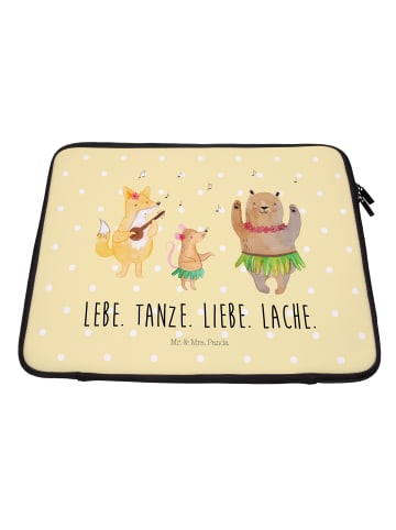 Mr. & Mrs. Panda Laptop Sleeve Waldtiere Aloha mit Spruch in Gelb Pastell