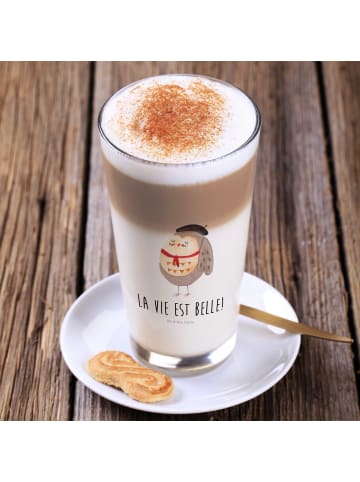 Mr. & Mrs. Panda Wasserglas Eule Frankreich mit Spruch in Transparent