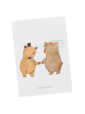 Mr. & Mrs. Panda Grußkarte Bären Heirat ohne Spruch in Weiß