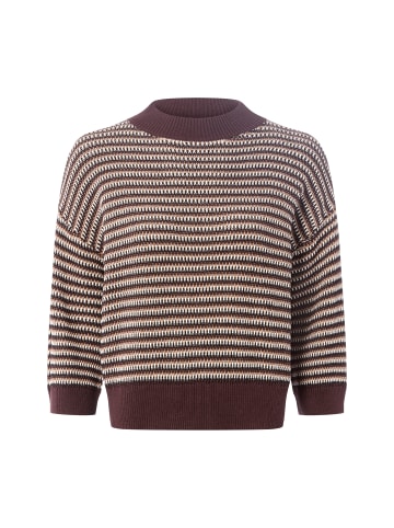 OPUS Strickpullover Peipina in aubergine ecru - 0001