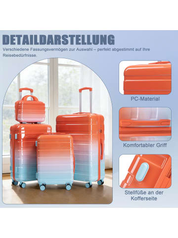 ABRIHOME Kofferset in Rot 4-teilig mit Zahlenschloss