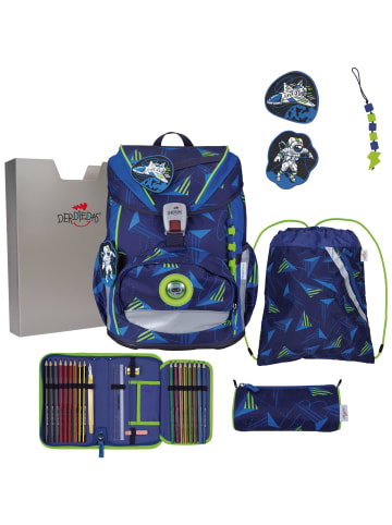 DerDieDas derdiedas Schulranzen Set 5-tlg. ErgoFlex Light LED Moon Mission in blau