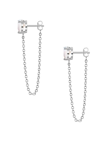 Glanzstücke München Ohrstecker Herz aus Sterling Silber mit Mondstein (synth.) in silber