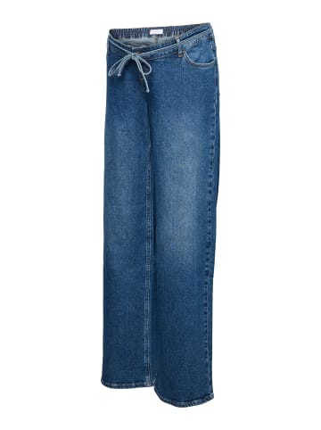 mama licious Umstandsjeans mit weitem Bein in Dark Blue Denim
