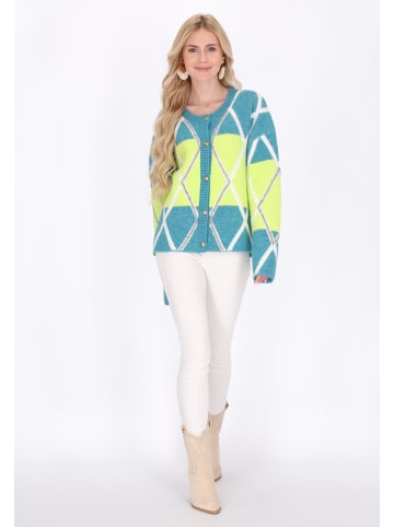 IZIA Cardigan in turquoise lime