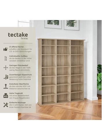 tectake Medienregal Stevie in Holzoptik 105,5x19x136,5cm