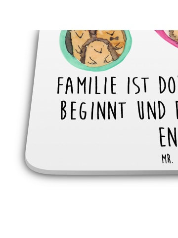 Mr. & Mrs. Panda Gläseruntersetzer Igel Familie mit Spruch in Weiß