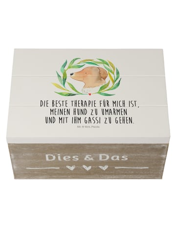 Mr. & Mrs. Panda holzschatulle Hund Blumen mit Spruch in Weiß