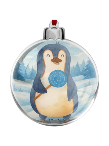 Mr. & Mrs. Panda Weihnachtskugel Pinguin Lolli Design ohne Spruch in Weiß