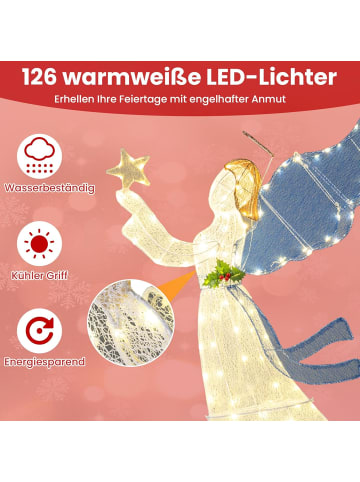 COSTWAY Weihnachtsengel beleuchtet 152 cm in Gold