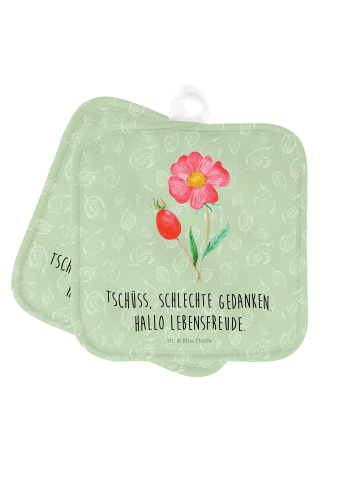 Mr. & Mrs. Panda Topfuntersetzer Blume HageRundunge mit Spruch in Blattgrün