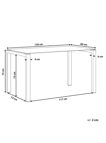 Beliani Esszimmertisch TAVIRA in Transparent/Braun - (W) 80 x (H) 75 x (L) 130 cm
