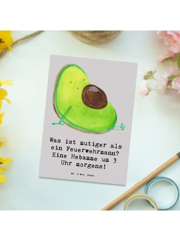 Mr. & Mrs. Panda Blankokarte Mutige Hebamme mit Spruch in Grau Pastell