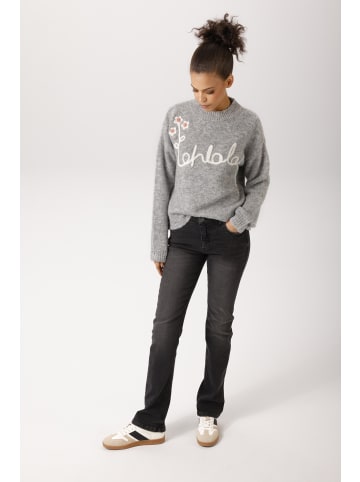 Aniston CASUAL Strickpullover in hellgraumeliert-wollweiß-apricot