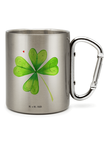 Mr. & Mrs. Panda Tasse Blume Kleeblatt ohne Spruch in Silber