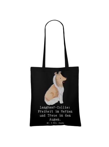 Mr. & Mrs. Panda Tote Bag Langhaar Collie Treue mit Spruch in Schwarz