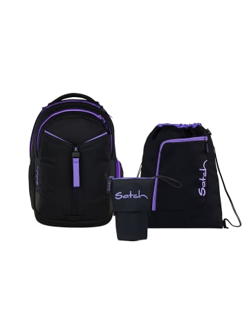 Satch Schulrucksack-Set MATCH "Purple Phantom" 3-teilig in Schwarz