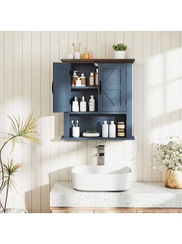 COSTWAY Badezimmerschrank hängend in Blau