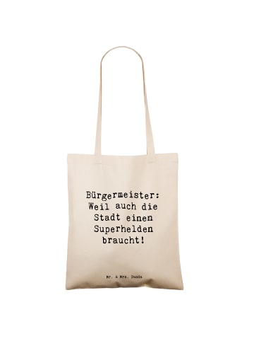 Mr. & Mrs. Panda Uni Tasche Spruch Bürgermeister Superheld mit S... in Creme