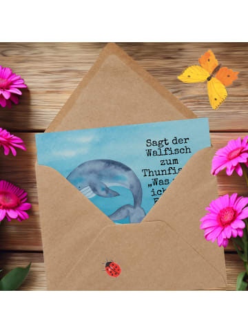 Mr. & Mrs. Panda Einladungskarte Walfisch Thunfisch Design mit S... in Weiß