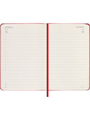 Moleskine 12 Monate Tageskalender 2024, Fester Einband in Scharlachrot