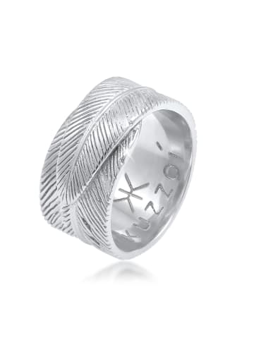 KUZZOI Ring 925 Sterling Silber Feder in Silber
