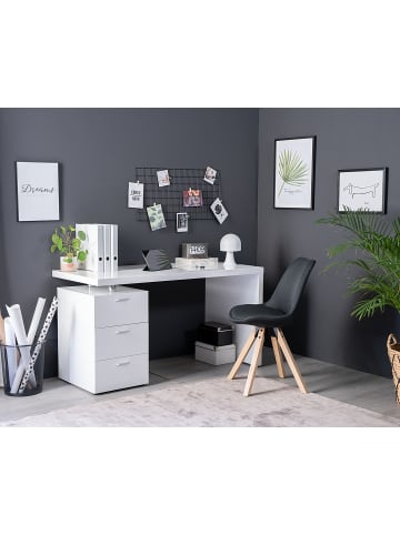 home24 Schreibtisch Teshie in Hochglanz Weiß