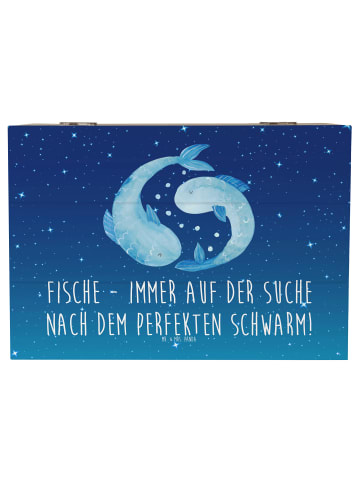 Mr. & Mrs. Panda Schatztruhe Fische Schwarm mit Spruch in Sternenhimmel Blau
