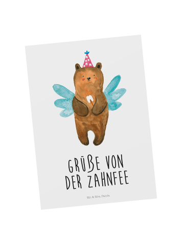 Mr. & Mrs. Panda Ansichtskarte Bär Zahnfee mit Spruch in Weiß